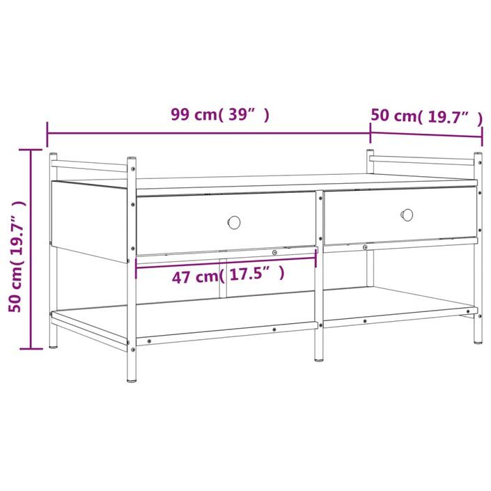 Table basse sonoma gris 99x50x50 cm bois d'ingénierie - Photo n°11