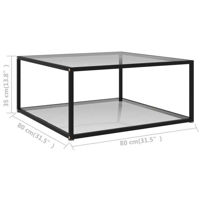 Table basse Transparent 80x80x35 cm Verre trempé - Photo n°5