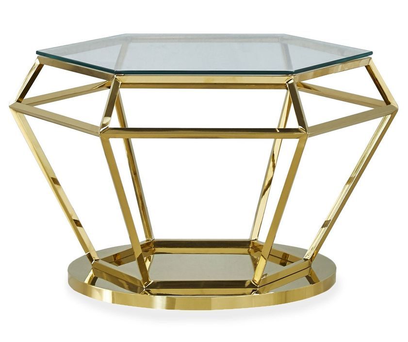 Table basse verre et pieds métal doré Tonnya - Photo n°1