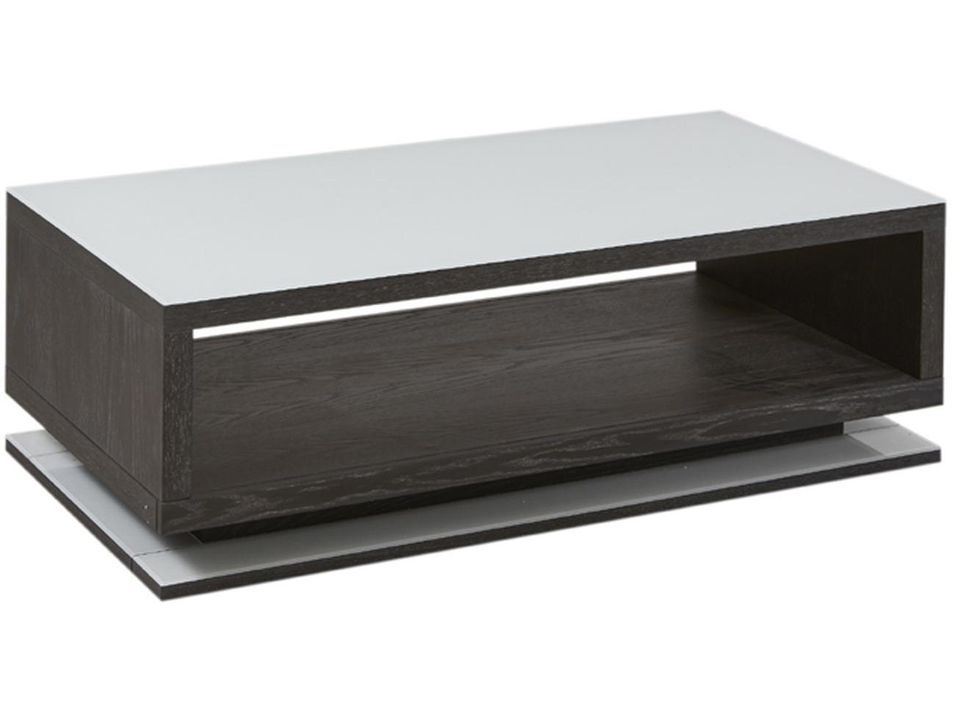 Table basse verre teinté blanc et bois gris Marceau L 120 cm - Photo n°2