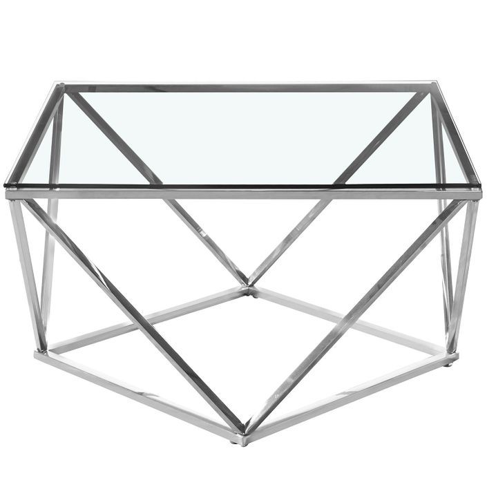 Table basse verre transparent et pieds métal argenté Aluna - Photo n°1