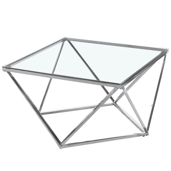 Table basse verre transparent et pieds métal argenté Aluna - Photo n°2