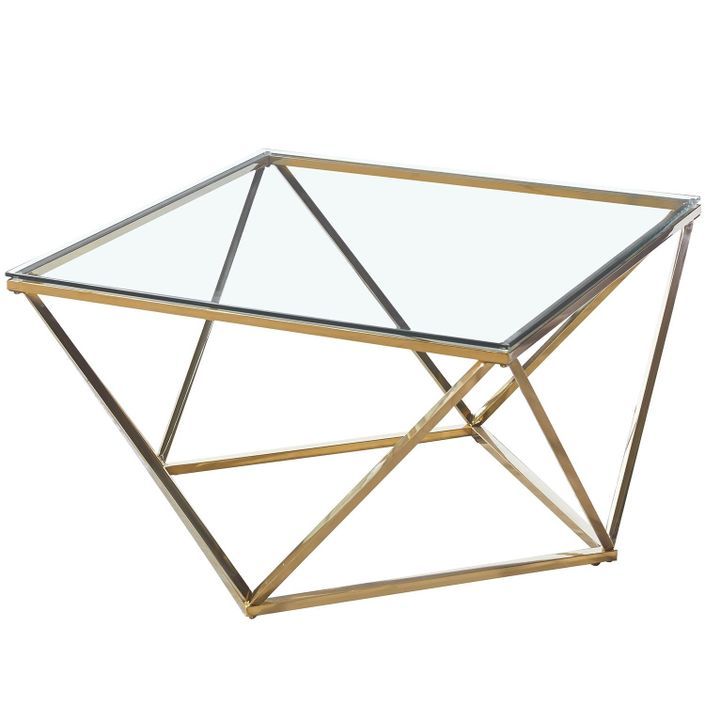 Table basse verre transparent et pieds métal doré Aluna - Photo n°2