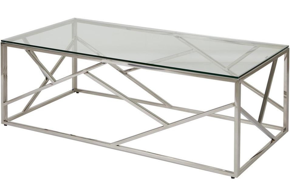 Table basse verre trempé et pieds métal chromé Sally 120 cm - Photo n°1