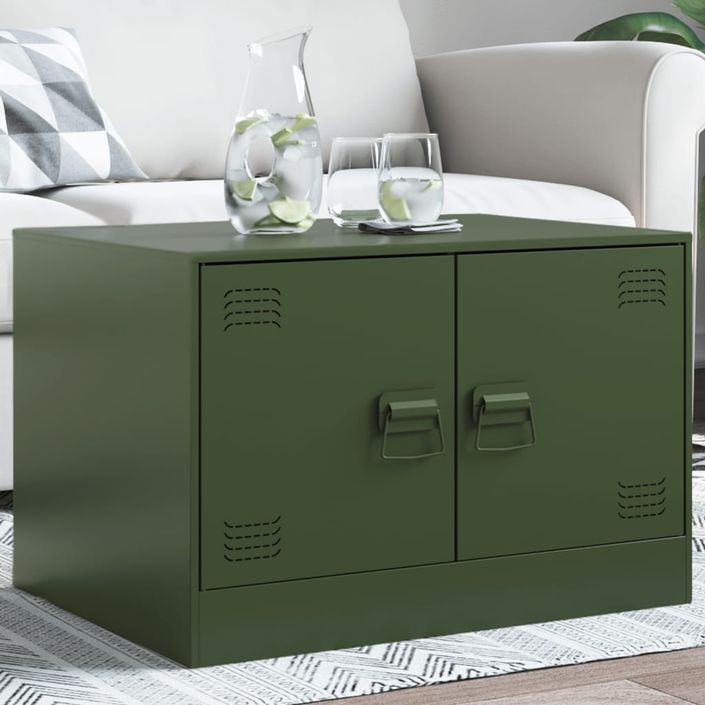 Table basse vert olive 67x50x44 cm acier - Photo n°1