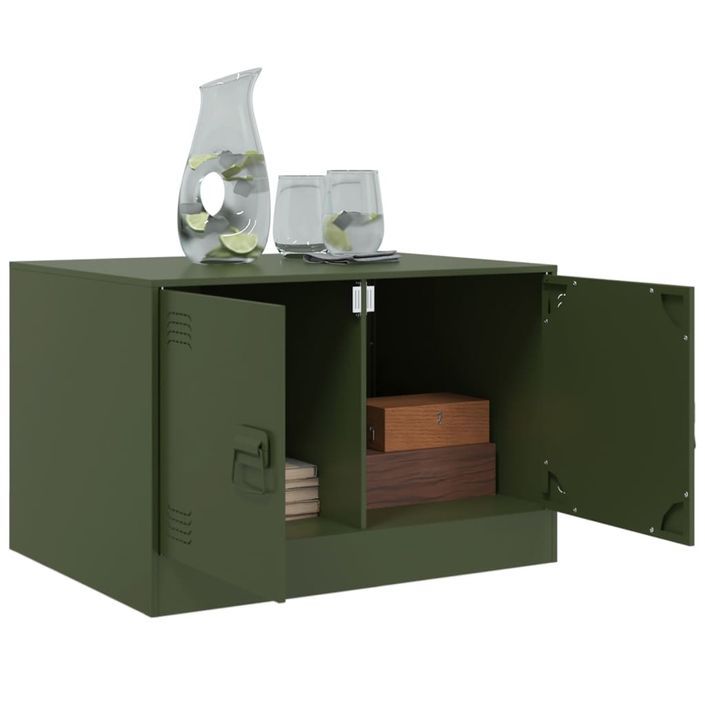 Table basse vert olive 67x50x44 cm acier - Photo n°5