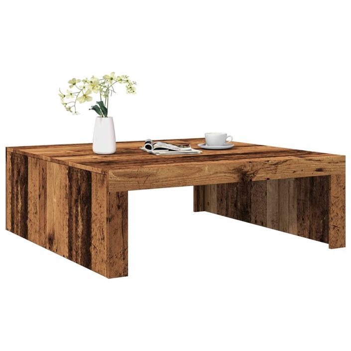 Table basse vieux bois 100x100x35 cm bois d'ingénierie - Photo n°1