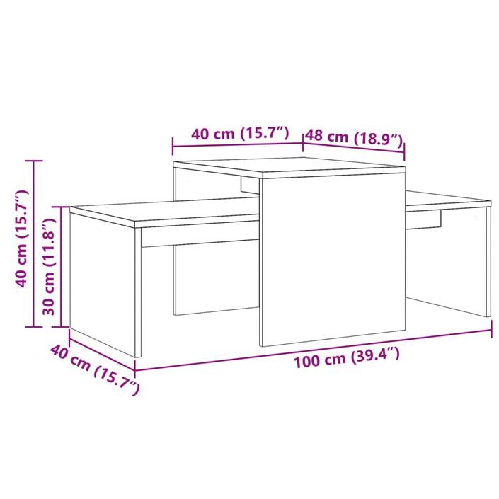 Table basse vieux bois 100x48x40 cm bois d'ingénierie - Photo n°10