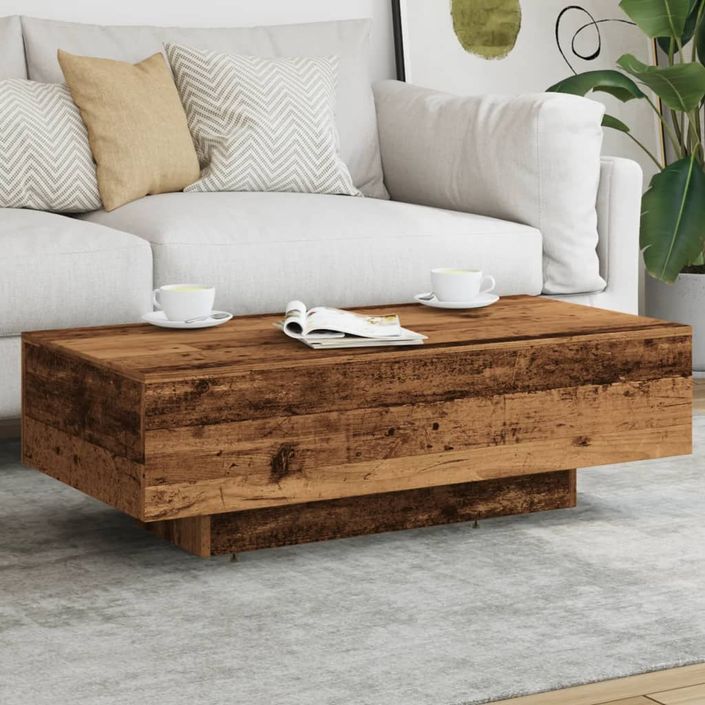 Table basse vieux bois 100x49,5x31 cm bois d'ingénierie - Photo n°4