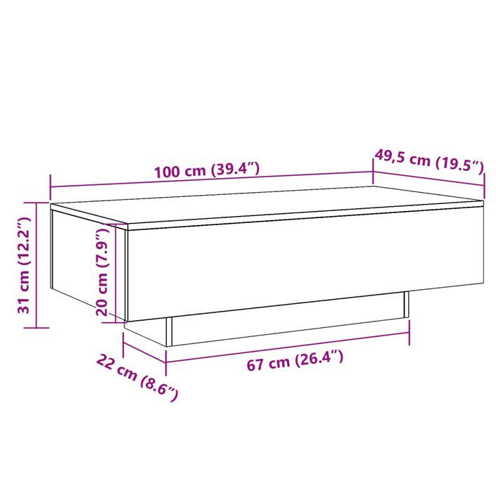 Table basse vieux bois 100x49,5x31 cm bois d'ingénierie - Photo n°10