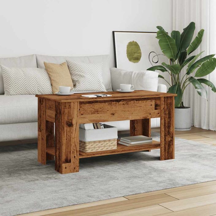 Table basse vieux bois 101x49x52 cm bois d'ingénierie - Photo n°4