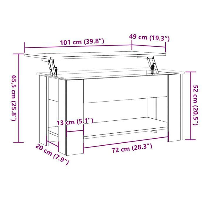 Table basse vieux bois 101x49x52 cm bois d'ingénierie - Photo n°12