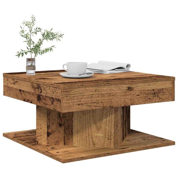 Table basse vieux bois 55x55x30 cm bois d'ingénierie - Photo n°1