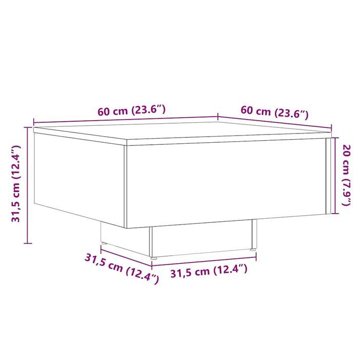 Table basse vieux bois 60x60x31,5 cm bois d'ingénierie - Photo n°9