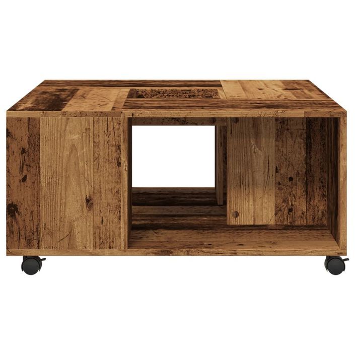 Table basse vieux bois 80x80x40 cm bois d'ingénierie - Photo n°4