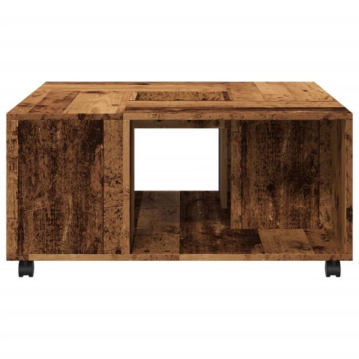 Table basse vieux bois 80x80x40 cm bois d'ingénierie - Photo n°5