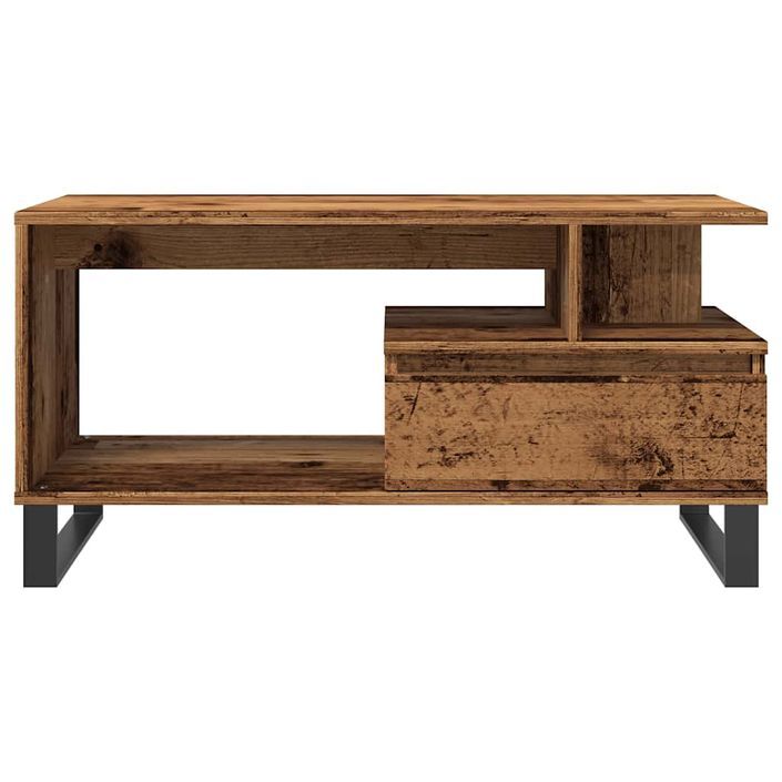 Table basse vieux bois 90x49x45 cm bois d'ingénierie - Photo n°4