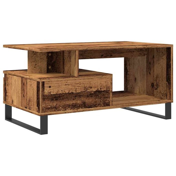 Table basse vieux bois 90x49x45 cm bois d'ingénierie - Photo n°6