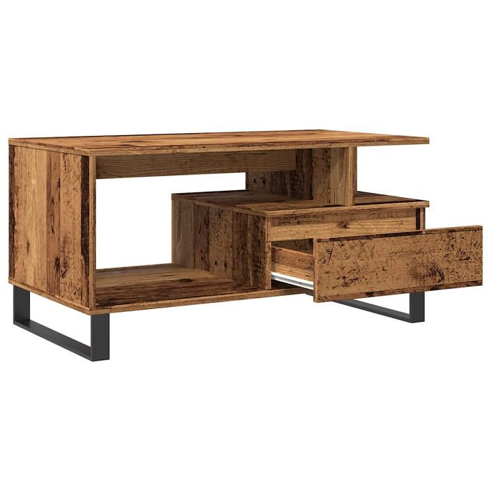 Table basse vieux bois 90x49x45 cm bois d'ingénierie - Photo n°7