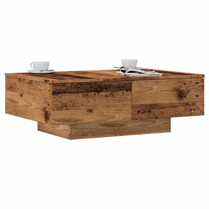 Table basse vieux bois 90x60x31 cm bois d'ingénierie - Photo n°1