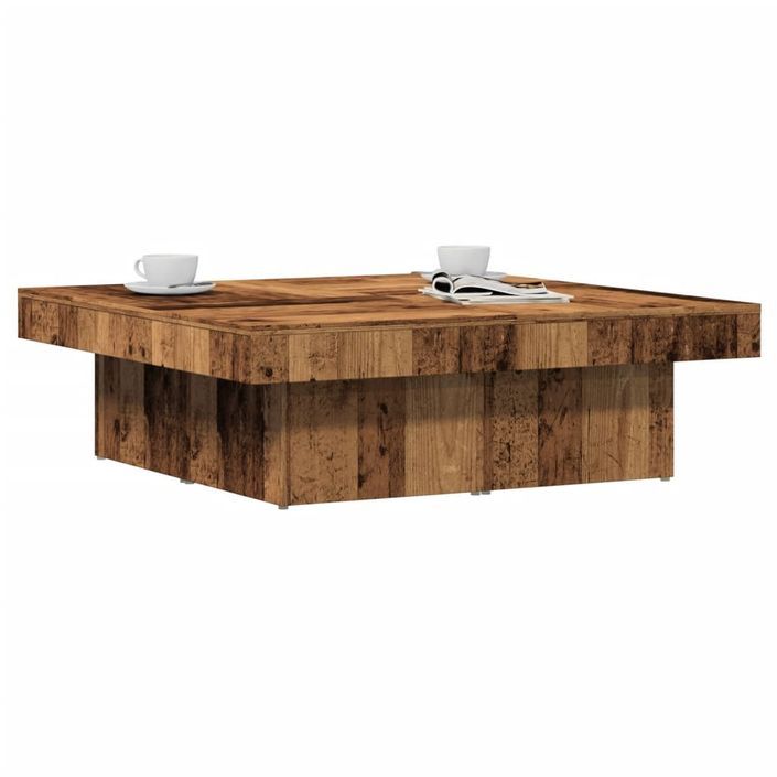 Table basse vieux bois 90x90x28 cm bois d'ingénierie - Photo n°1