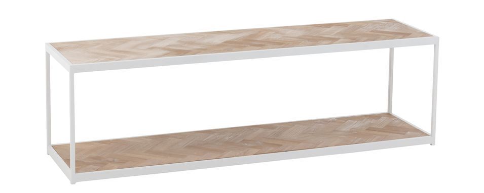 Table basse zigzag en bois naturel blanc Girard L 150 cm - Photo n°1