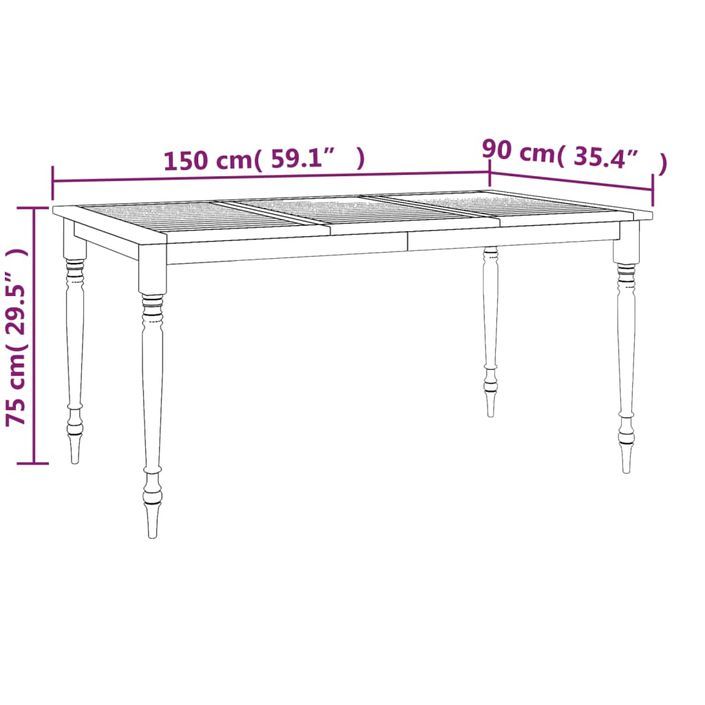 Table Batavia 150x90x75 cm Bois de teck solide - Photo n°7