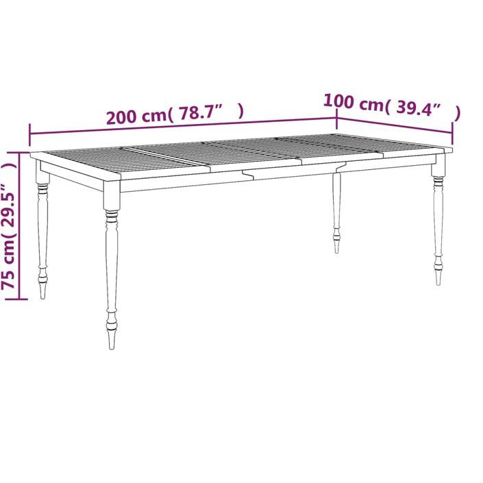 Table Batavia 200x100x75 cm Bois de teck solide - Photo n°7