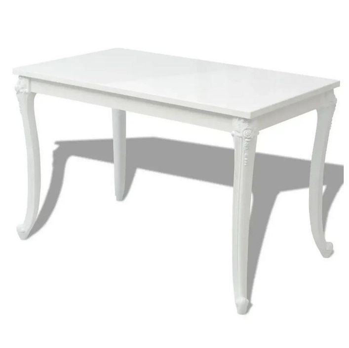 Table bois et pieds plastique blanc Pomme 116 cm - Photo n°1