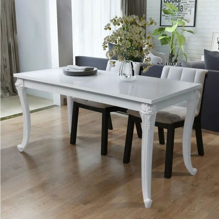 Table bois et pieds plastique blanc Pomme 116 cm - Photo n°4