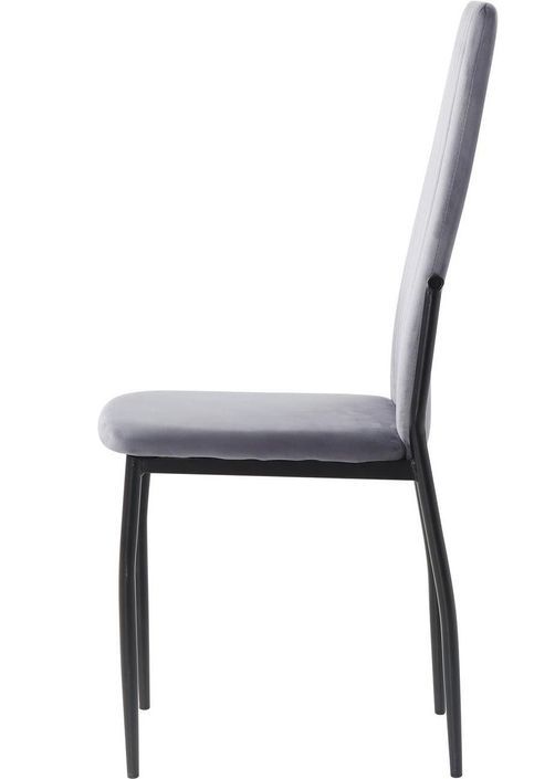 Table bois clair et 4 chaises velours gris pieds métal noir Arber - Photo n°9