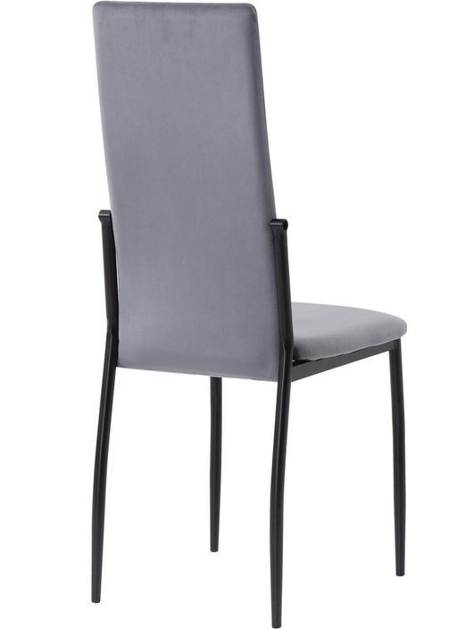 Table bois clair et 4 chaises velours gris pieds métal noir Arber - Photo n°10