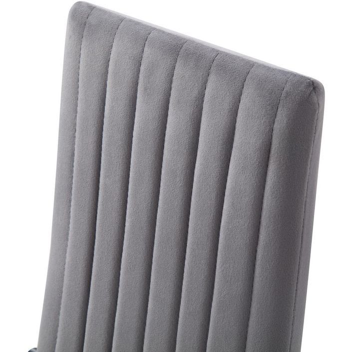 Table bois clair et 4 chaises velours gris pieds métal noir Arber - Photo n°12