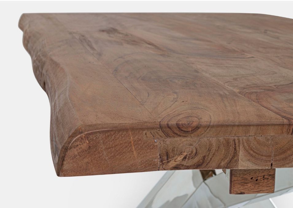 Table bois massif d'acacia et pieds acier chromé Arka 220 cm - Photo n°4