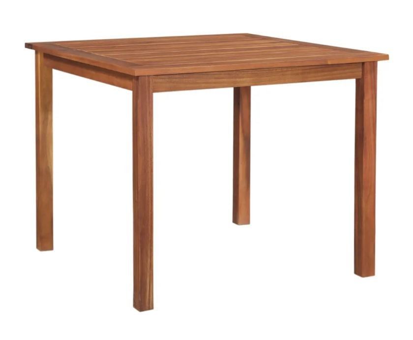 Table carrée et 4 chaises de jardin acacia clair et résine tressée Cassia - Photo n°6