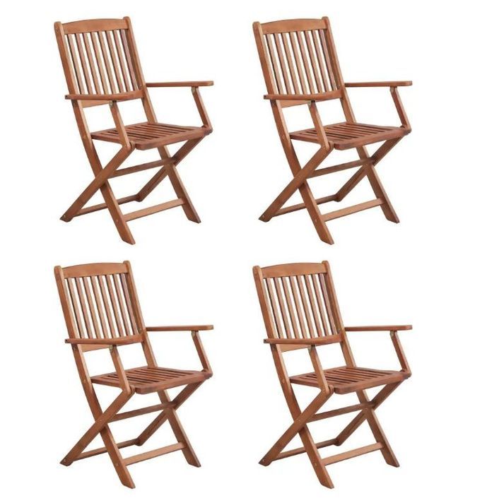 Table carrée et 4 chaises de jardin acacia clair Polina - Photo n°4