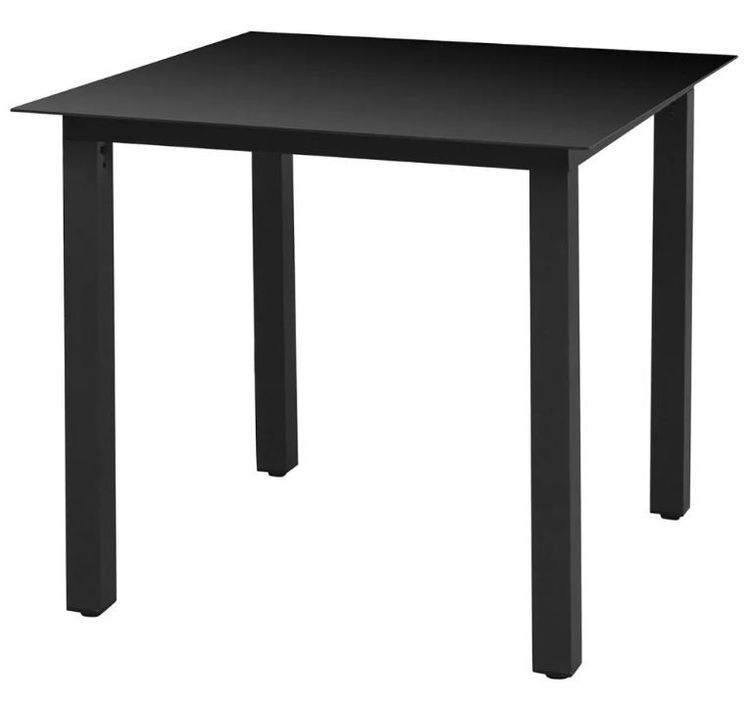 Table carrée et 4 chaises de jardin métal et résine tressée noir avec coussins Gael - Photo n°3