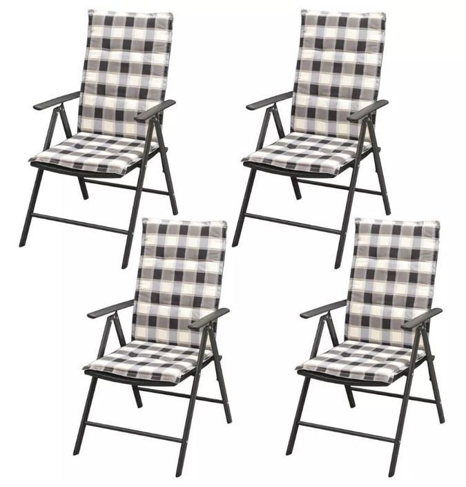 Table carrée et 4 chaises de jardin métal et résine tressée noir avec coussins Gael - Photo n°4