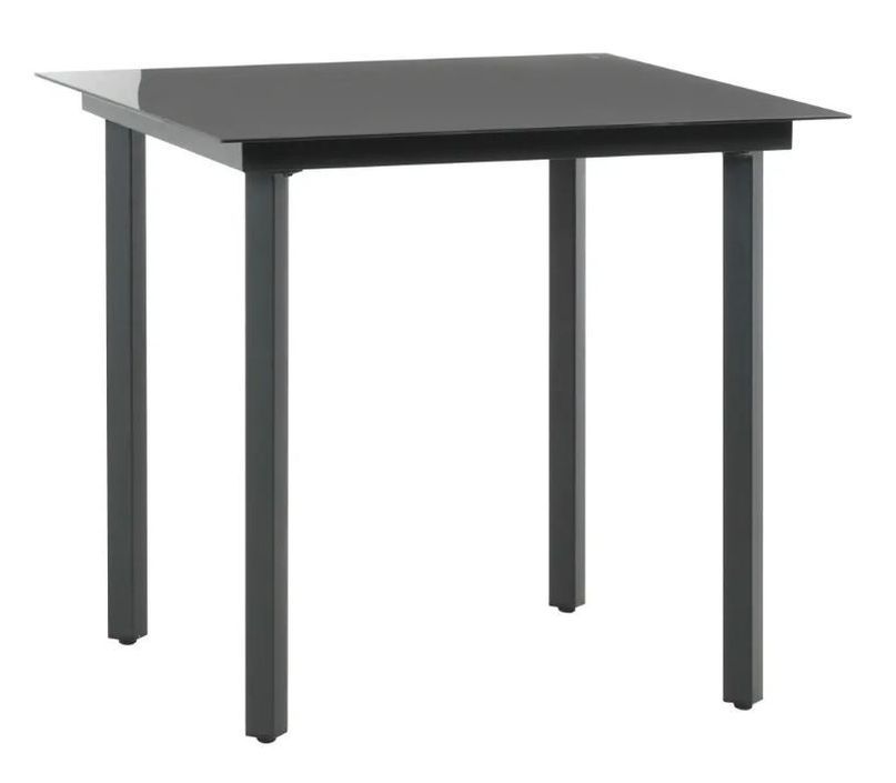 Table carrée et 4 chaises de jardin métal et résine tressée noir Randy 2 - Photo n°7