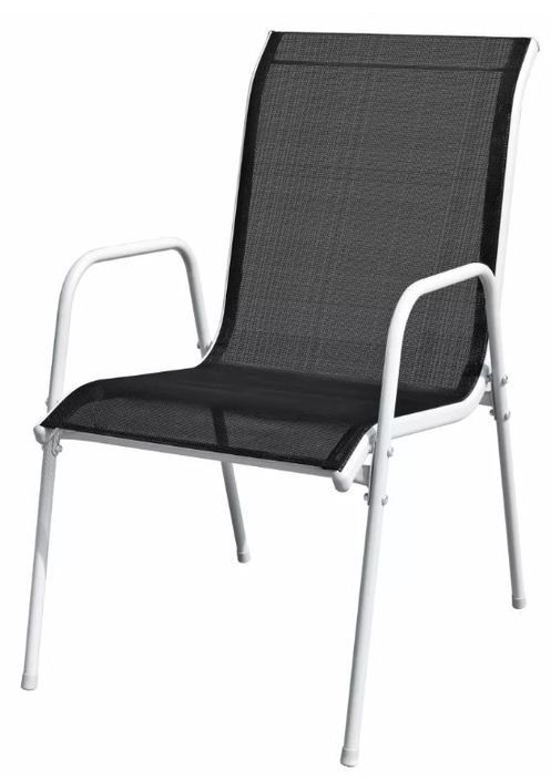 Table carrée et 4 chaises de jardin métal gris et noir Bachra - Photo n°4