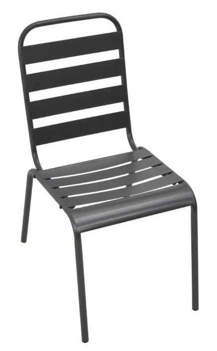 Table carrée et 4 chaises de jardin métal gris Pretty - Photo n°3
