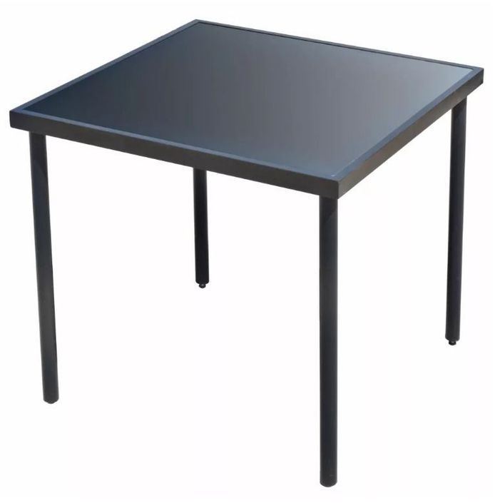 Table carrée et 4 chaises de jardin métal noir Pounky - Photo n°2