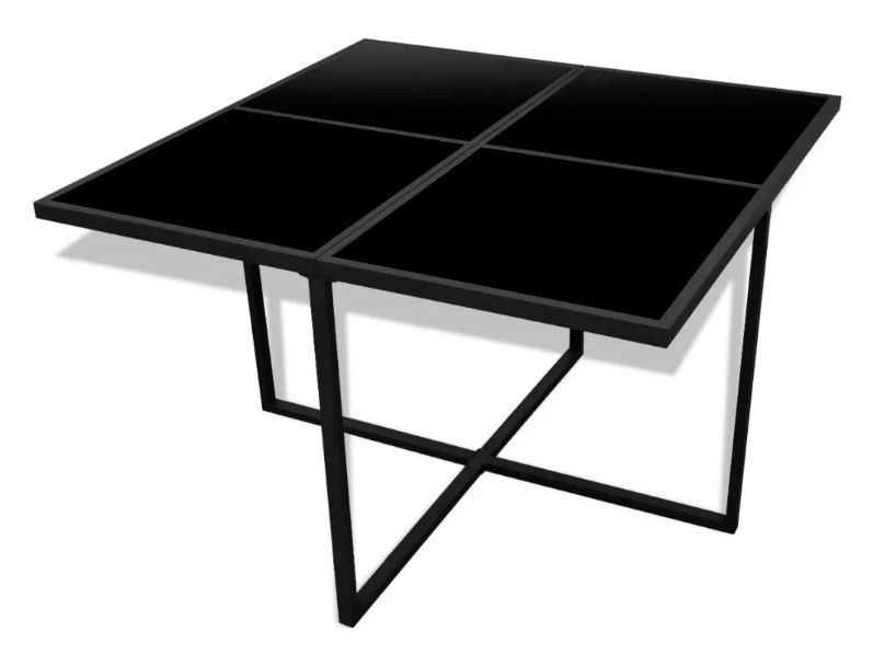 Table carrée et 4 chaises de jardin résine tressée noir coussins blanc Chaz - Photo n°5