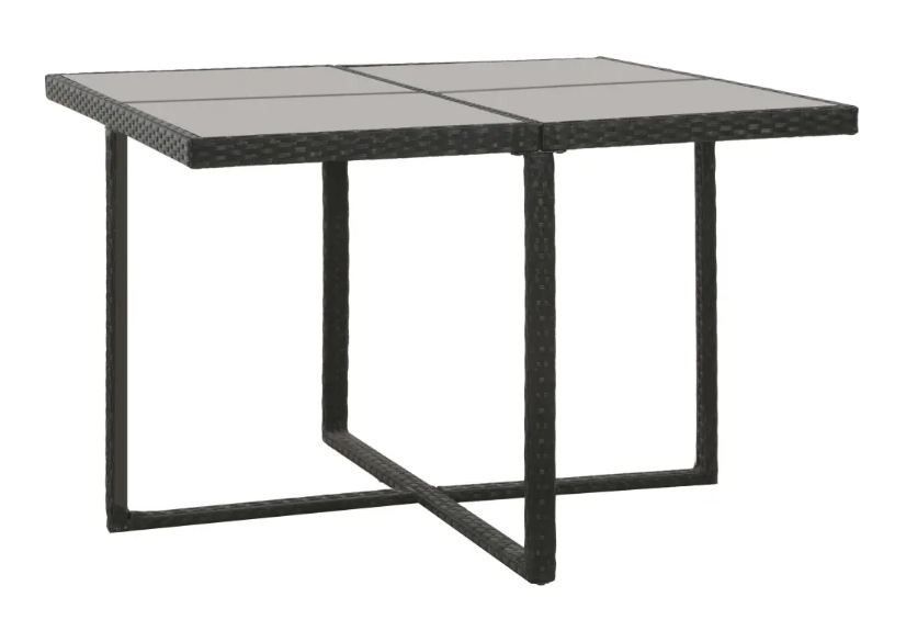 Table carrée et 4 chaises de jardin résine tressée noir et coussins blanc Iris - Photo n°3