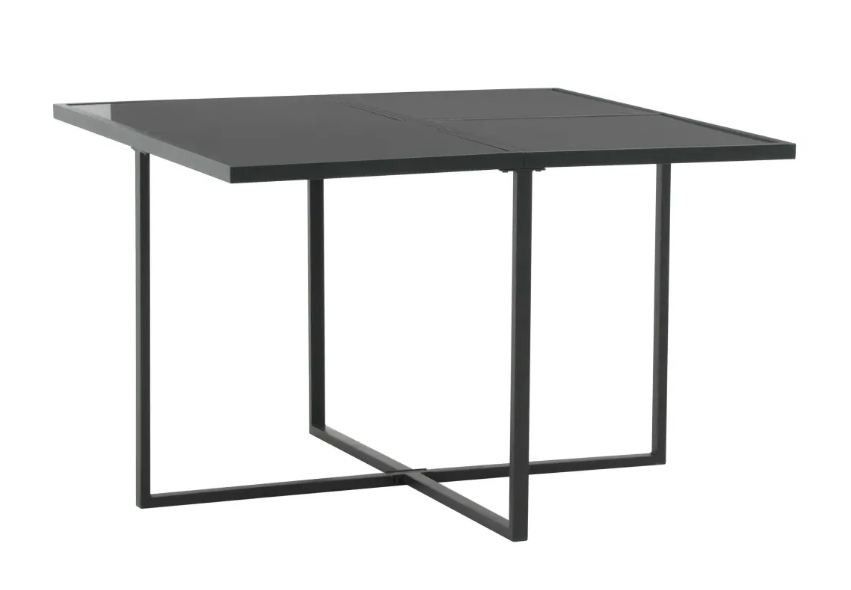 Table carrée et 4 chaises de jardin résine tressée noir et métal Malm - Photo n°4