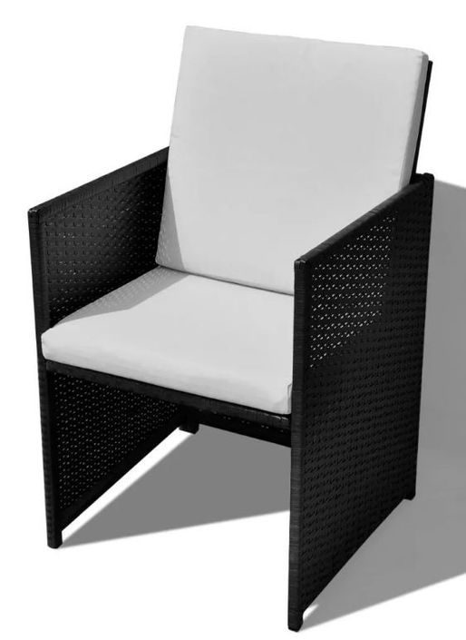 Table carrée et 4 chaises de jardin résine tressée noir Iris - Photo n°7