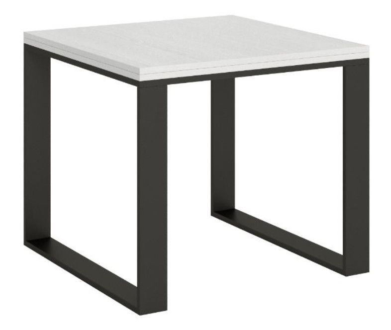 Table carrée extensible 90 à 180 cm blanc et métal anthracite Likro - Photo n°3