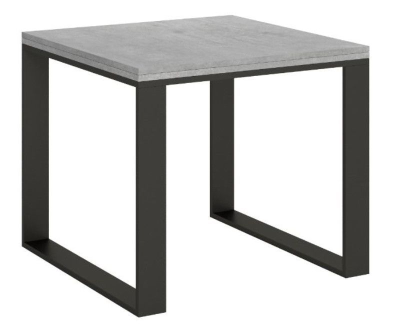 Table carrée extensible 90 à 180 cm gris béton et métal anthracite Likro - Photo n°1
