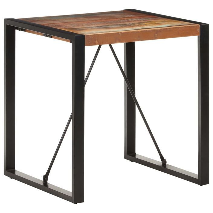 Table carrée industrielle bois recyclé massif et métal noir Vosa 70x70x75 cm - Photo n°8