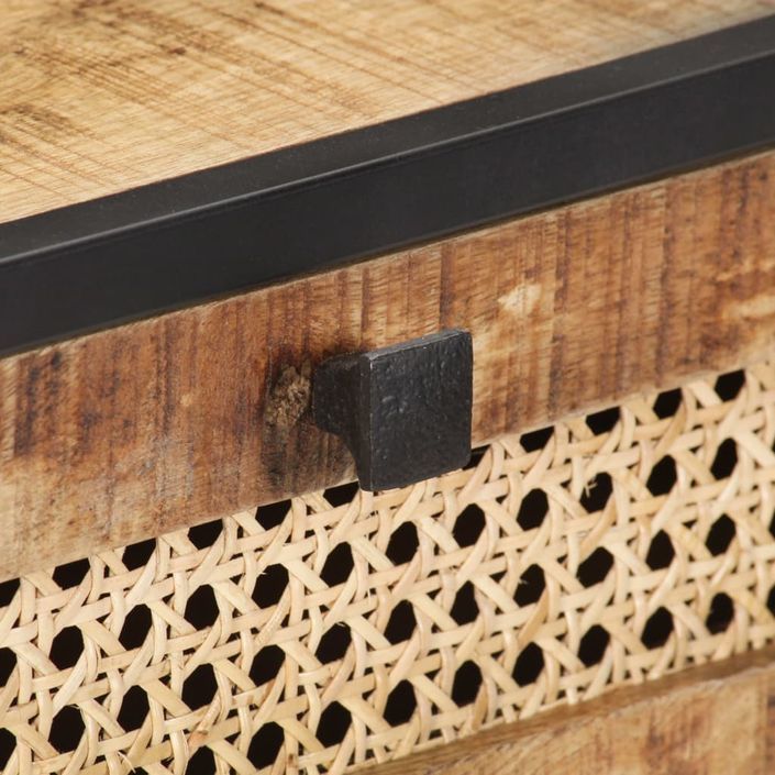 Table console 100x35x75 cm Bois de manguier et canne naturelle - Photo n°3